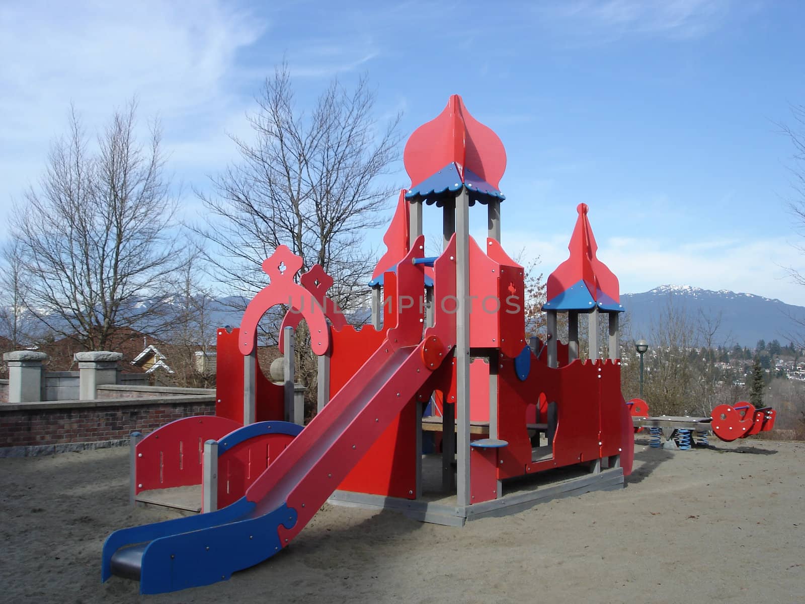 Red Colored Playground In A Park