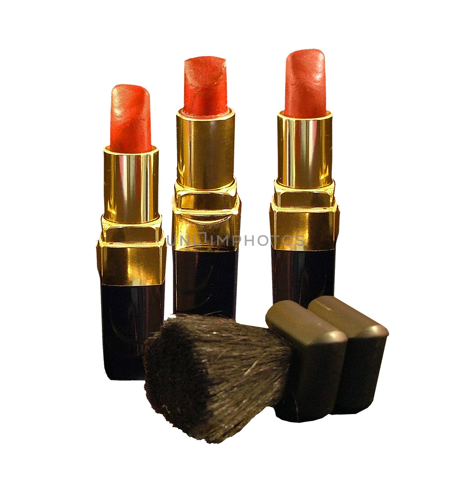 A group of bright red lipsticks