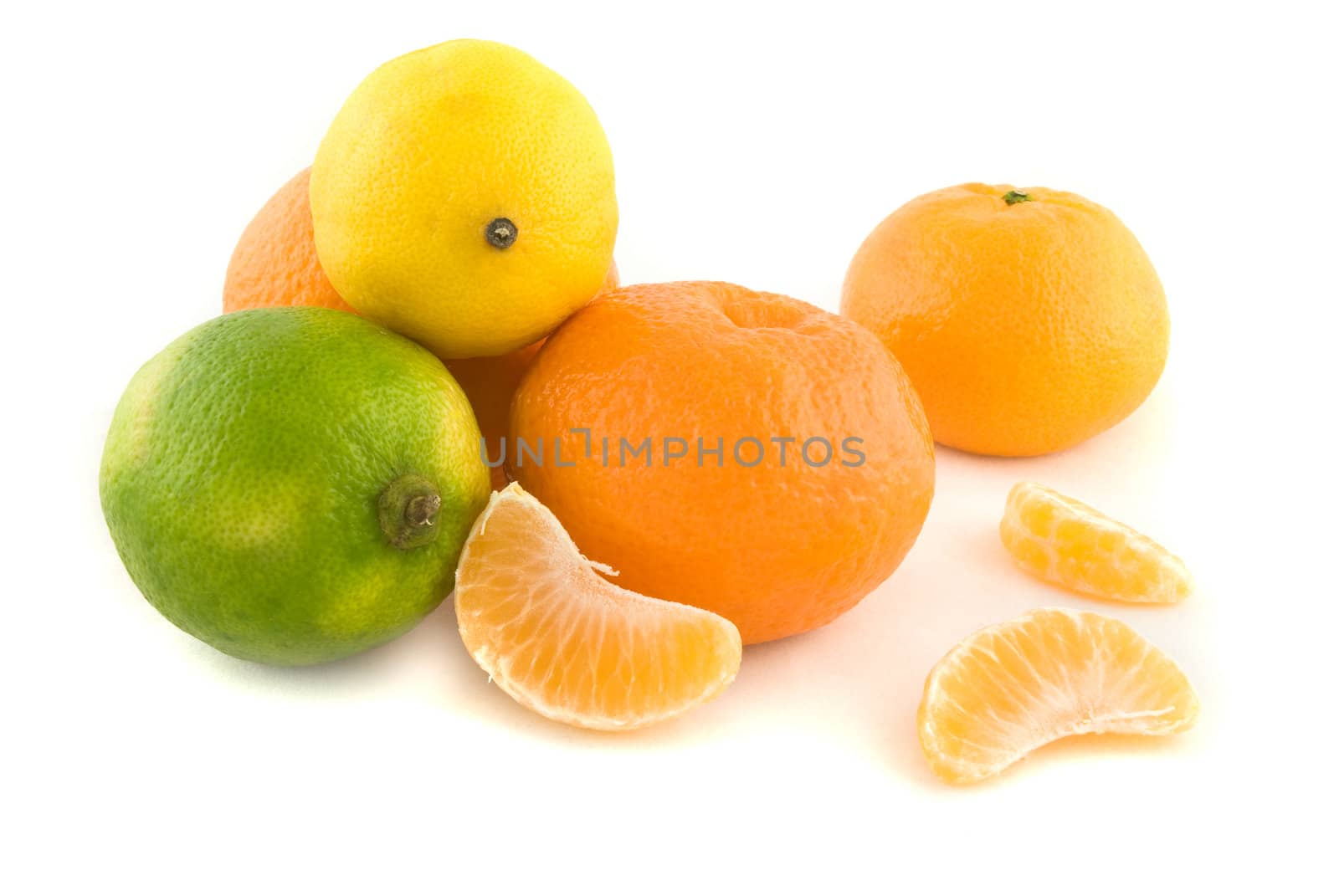 Fresh citrus fruits isolated on white