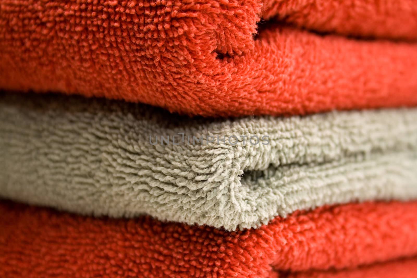 small stack of bathroom towels