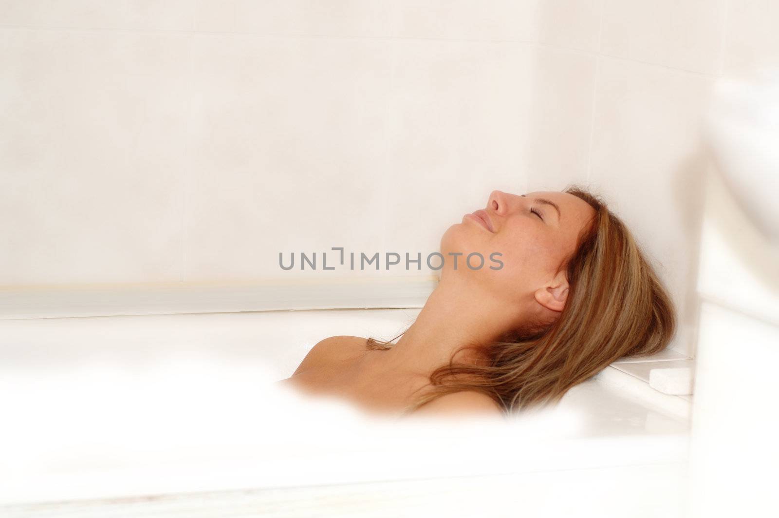 Model in bubble bath