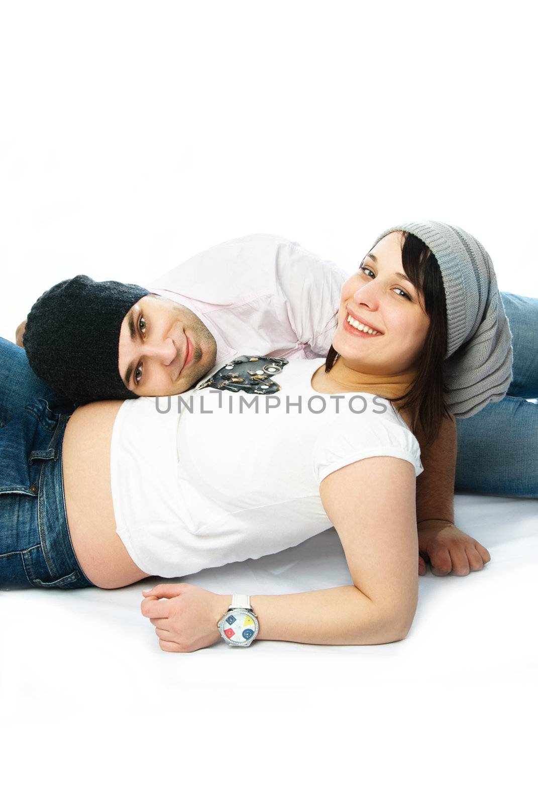 happy pregnant woman and her husband by lanak