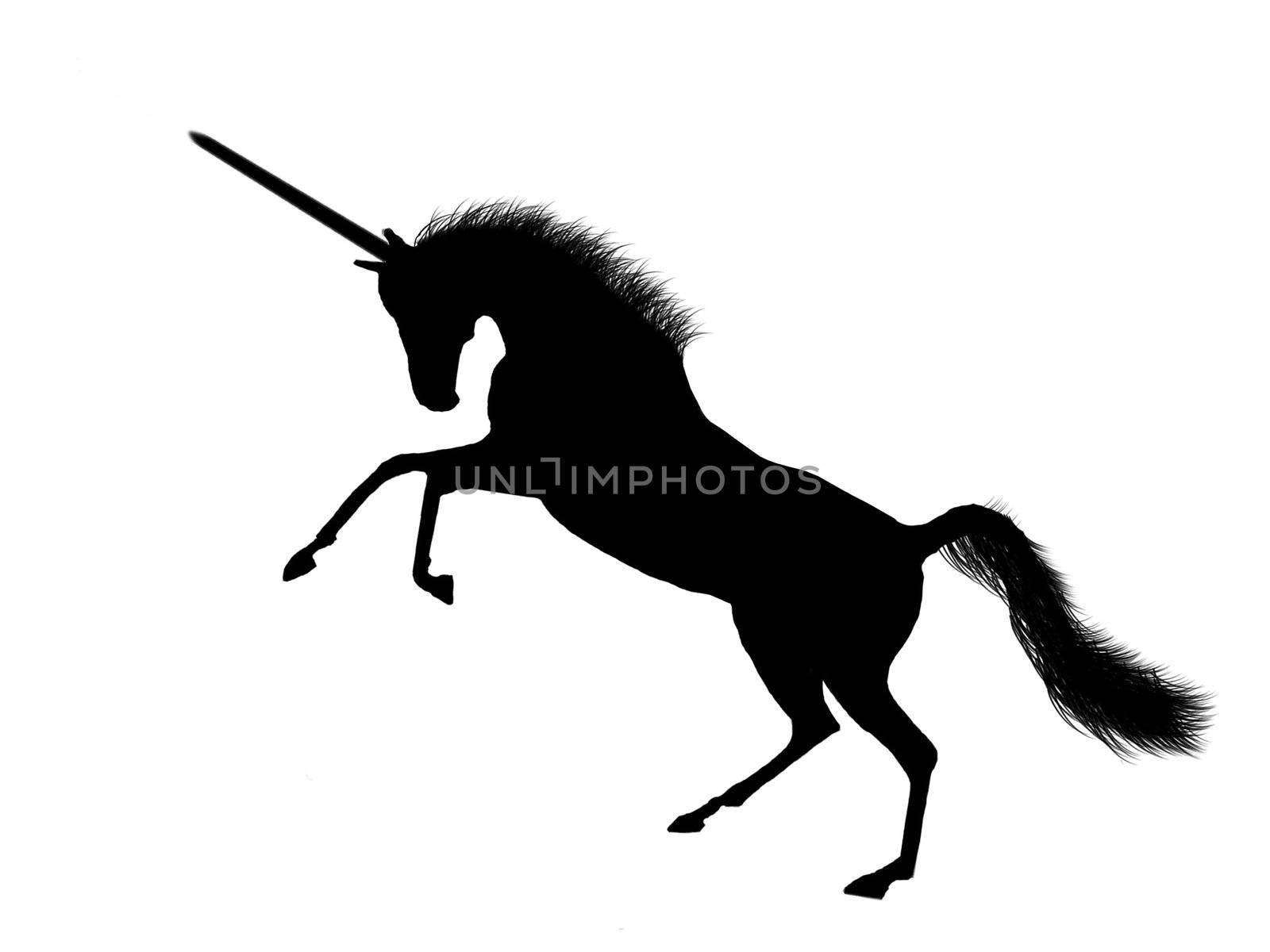A fantastic unicorn silhouetted 