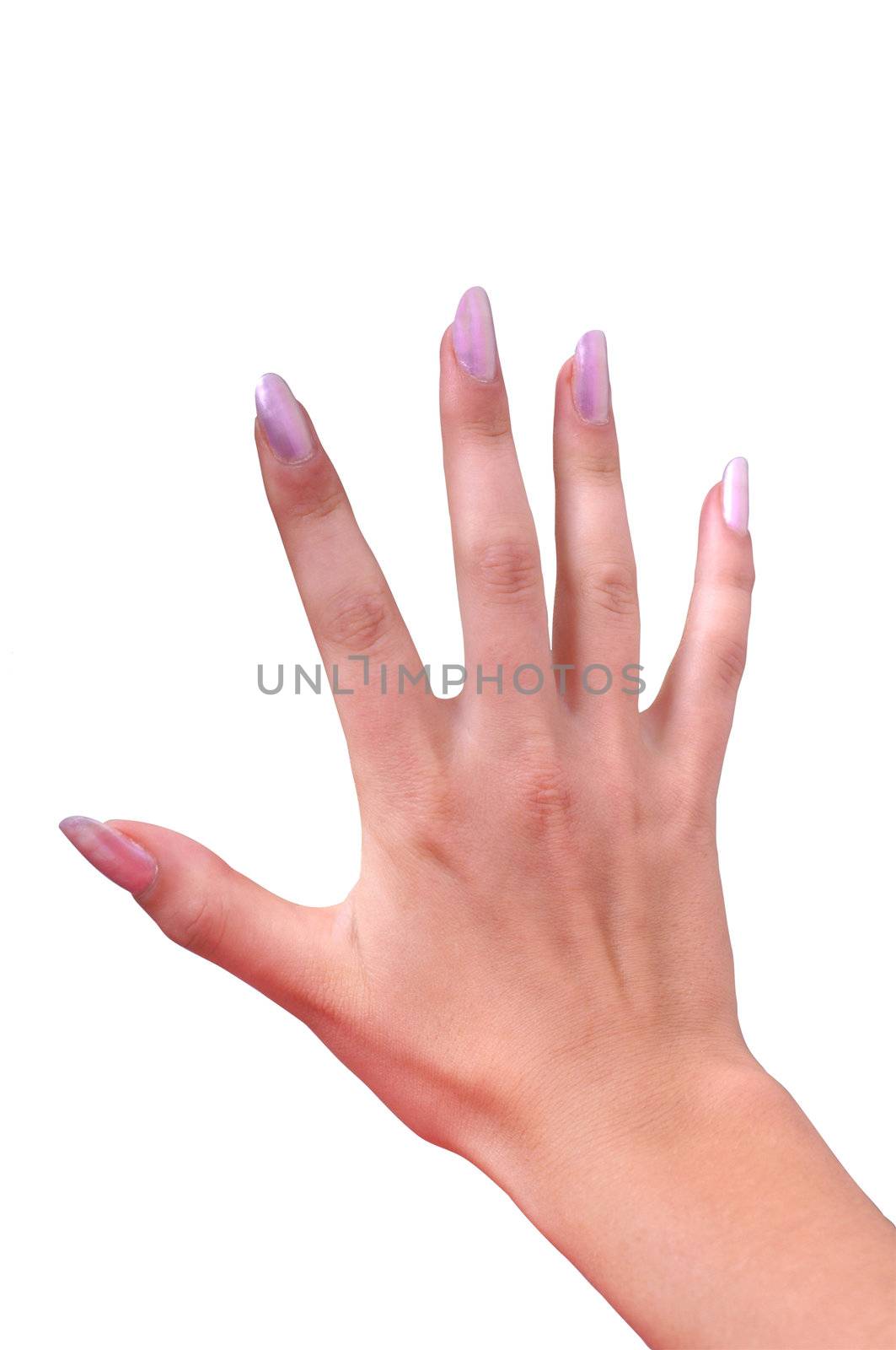 Manicured pink nails