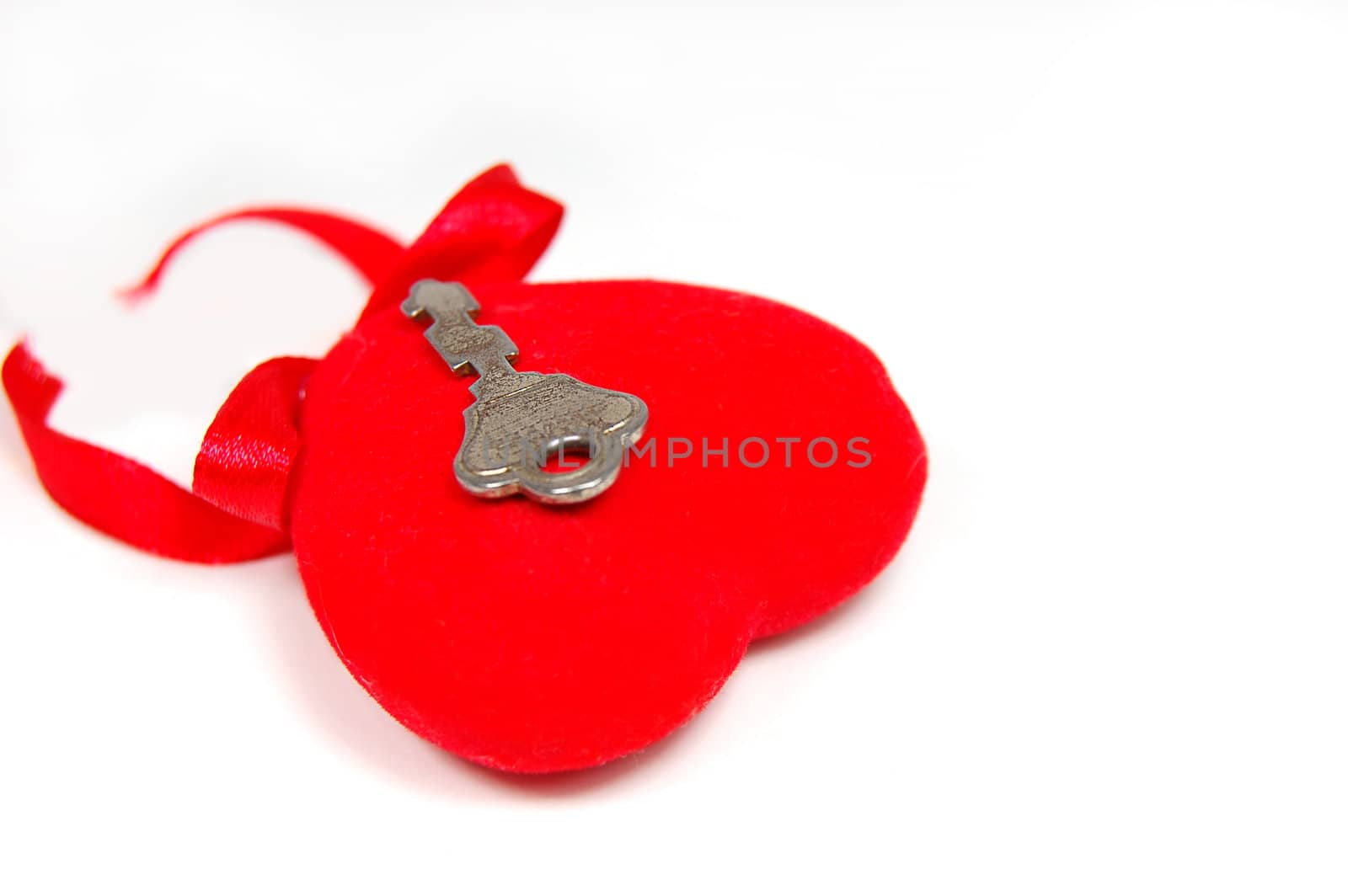 Fabric deep red heart and key