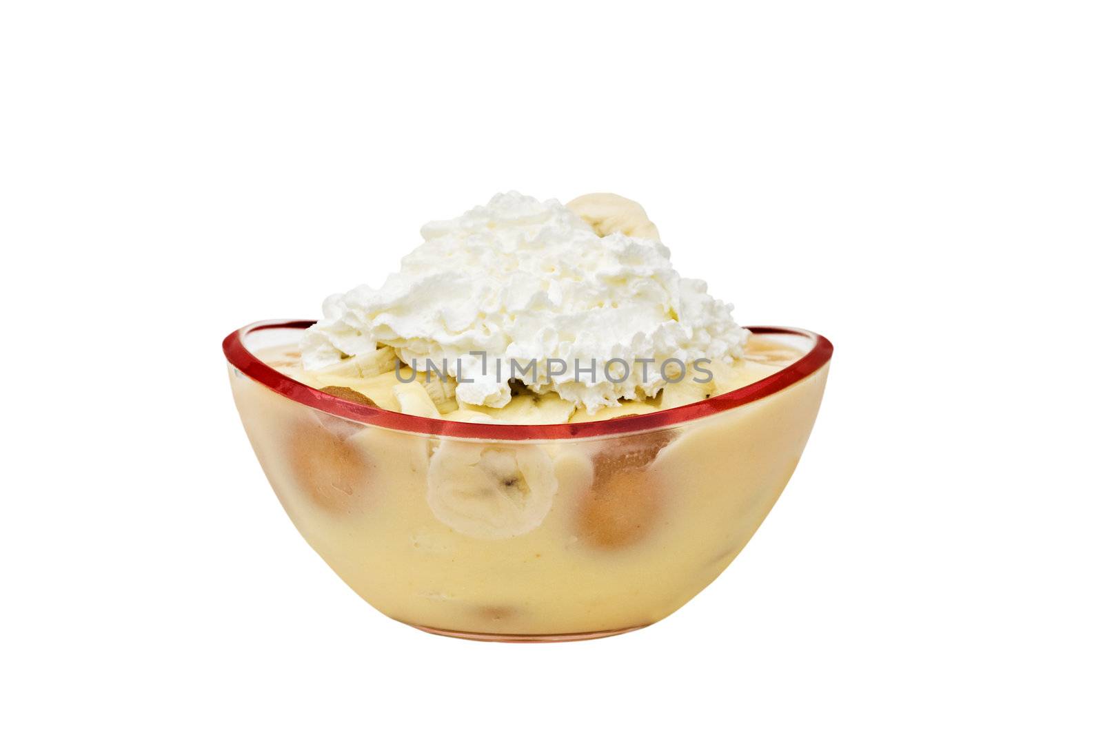 Banana pudding isolated on a white background
