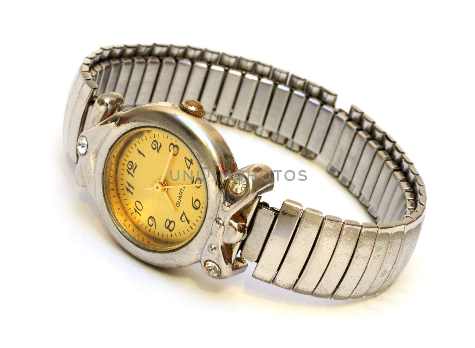 old hand watch on white background