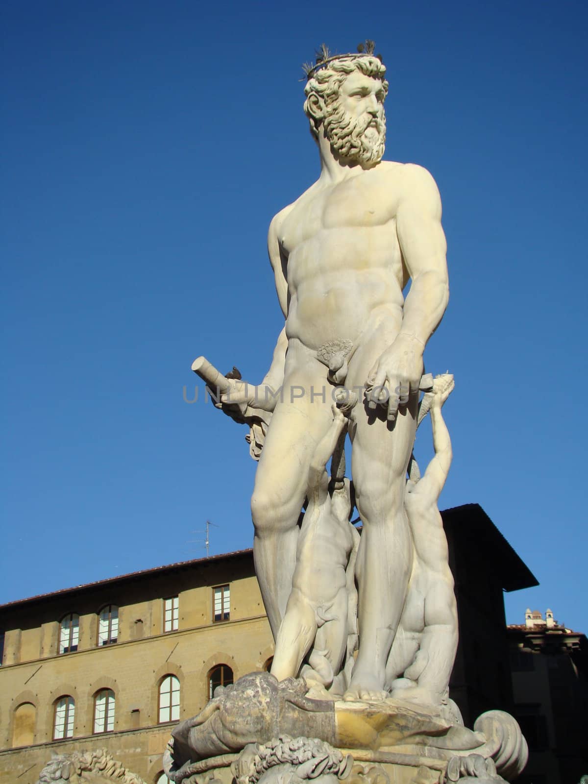The Fountain of Neptune in Florencesituated on the Piazza della Signoria (Signoria square) in front of the Palazzo Vecchio. Work by Bartolomeo Ammannati and Giambologna TuscanyItaly. 2008