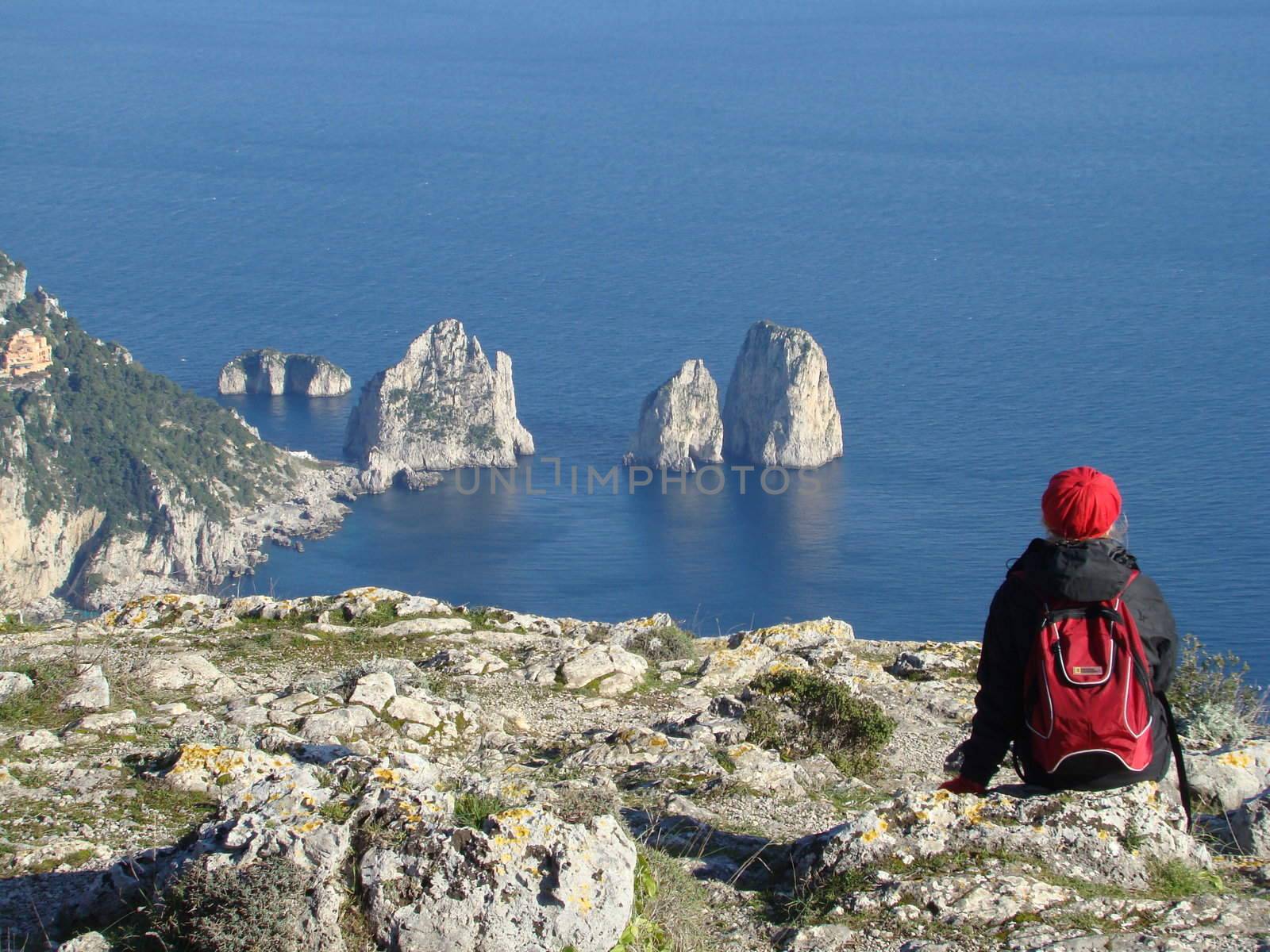 island of Capri - Italy. View of famous faraglioni rocks from Monte Solaro. II 2008