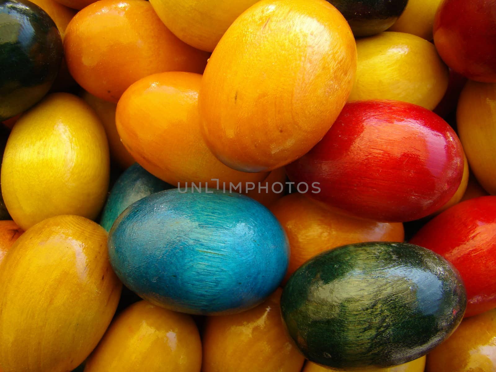 traditional wooden colourful easter eggs photo on easter market in CracowPoland. 2009