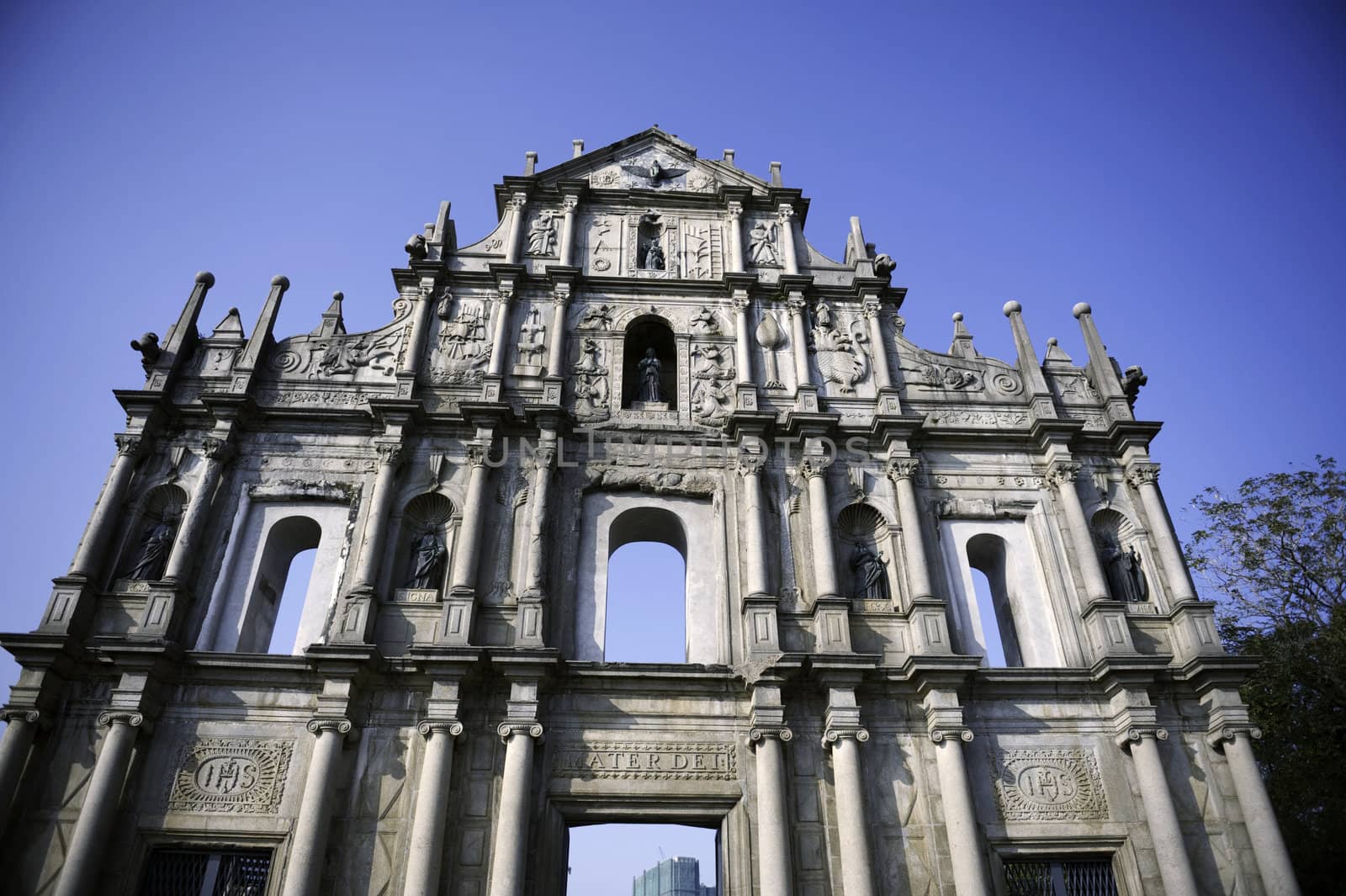 Jesuits burned cathedral church frontal wall in Macau China