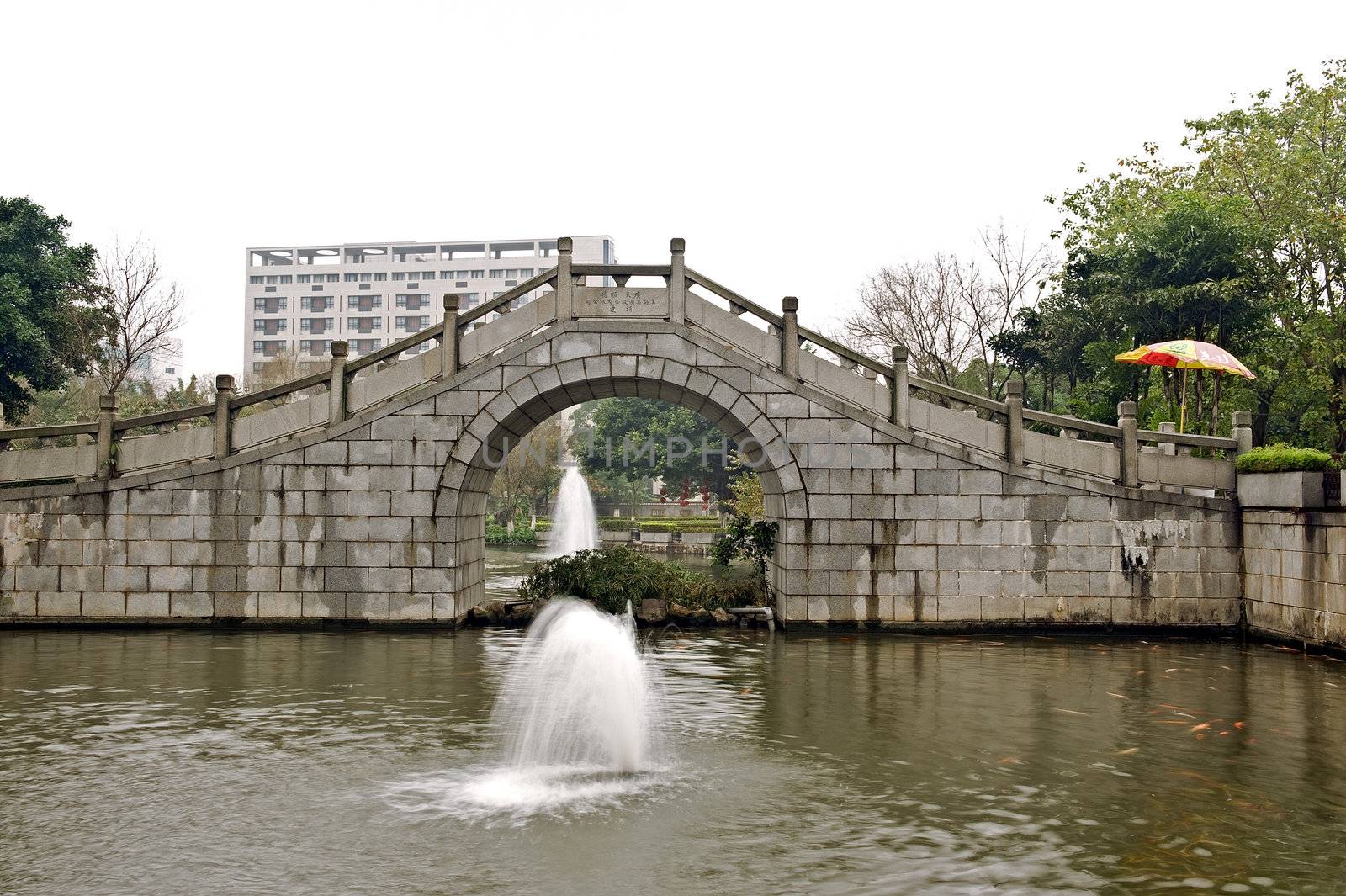 Bridge in the garden in Baolin Temple in Shunde, Foshan,  Guangdong China