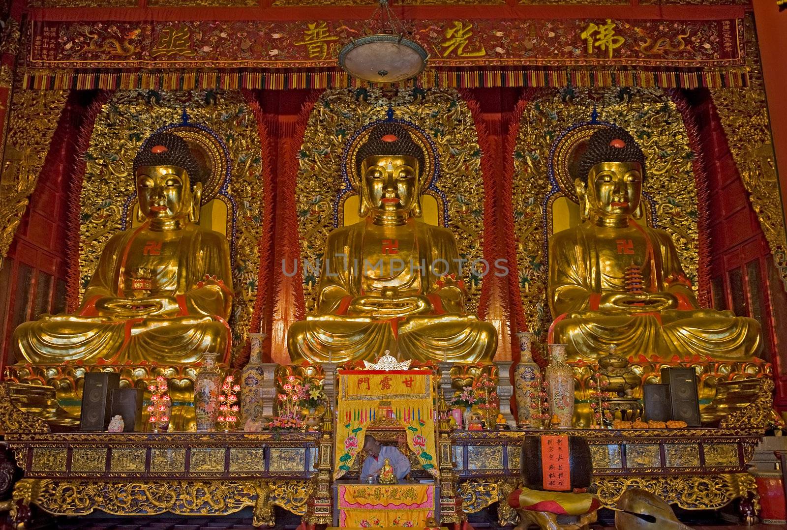 Buddha statues in Baolin Temple in Shunde, Foshan,  Guangdong China