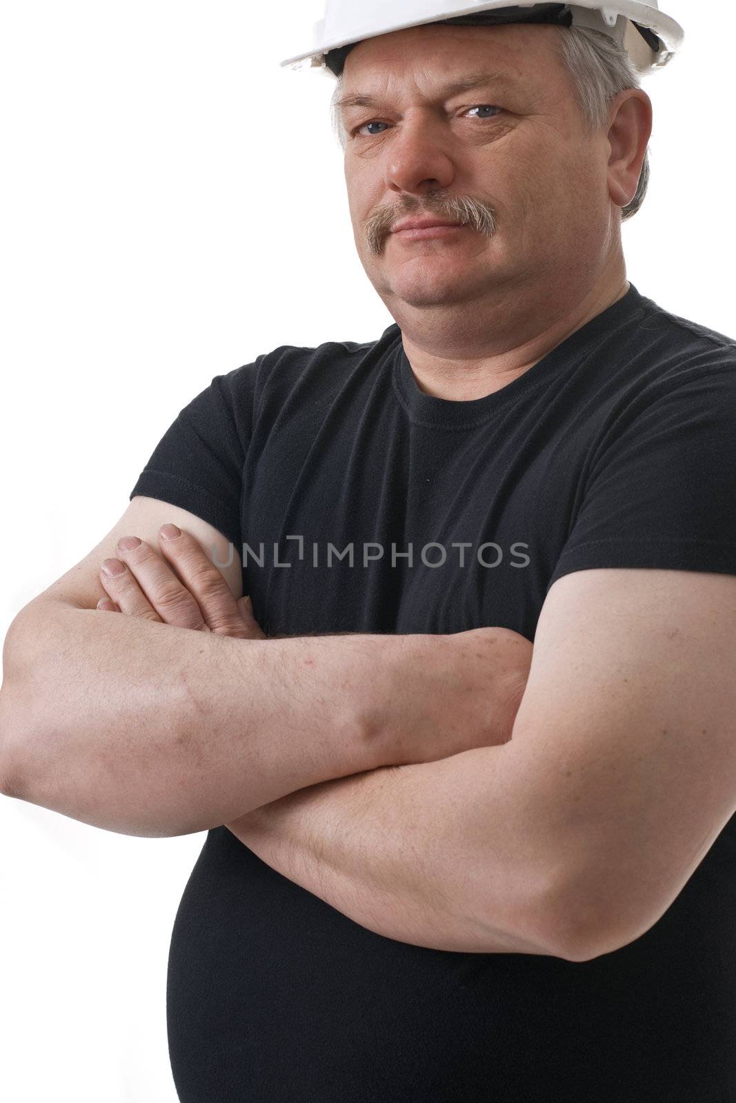 Confident boss expression portrait on white background