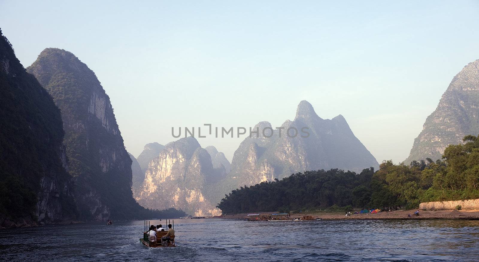 View on Guilin mountains and the river in China