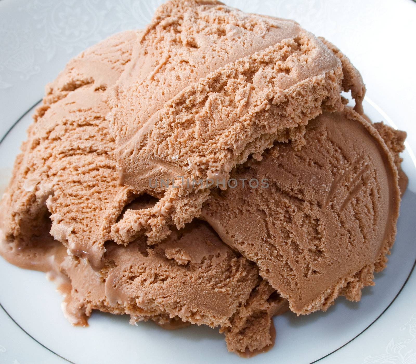 Chocolate ice cream ready to eat or serve