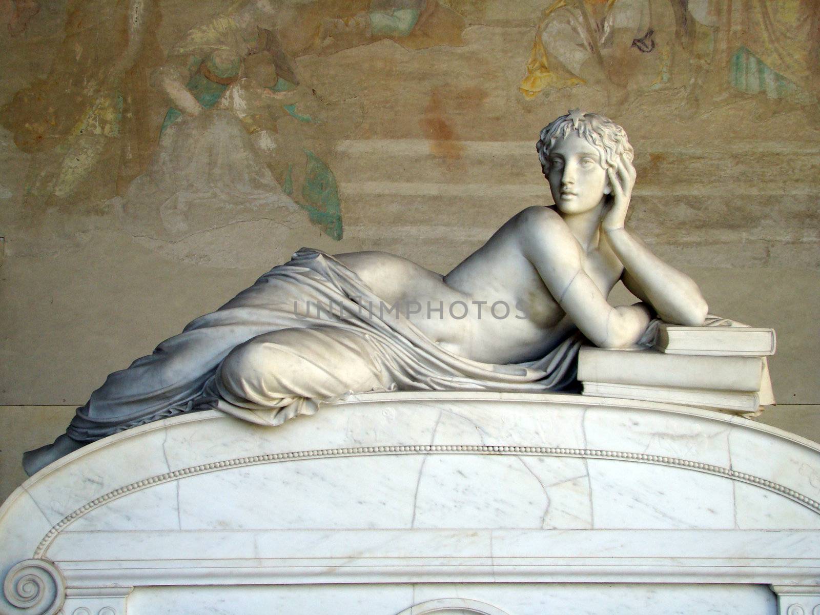 statue of lying woman,Camposanto - ancient cemetery in Pisa