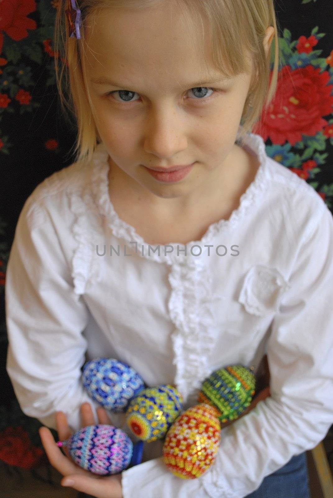 the girl with the peaster egg, easter, beads