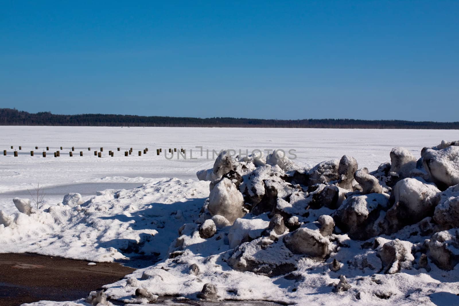 winter lake and blue sky
