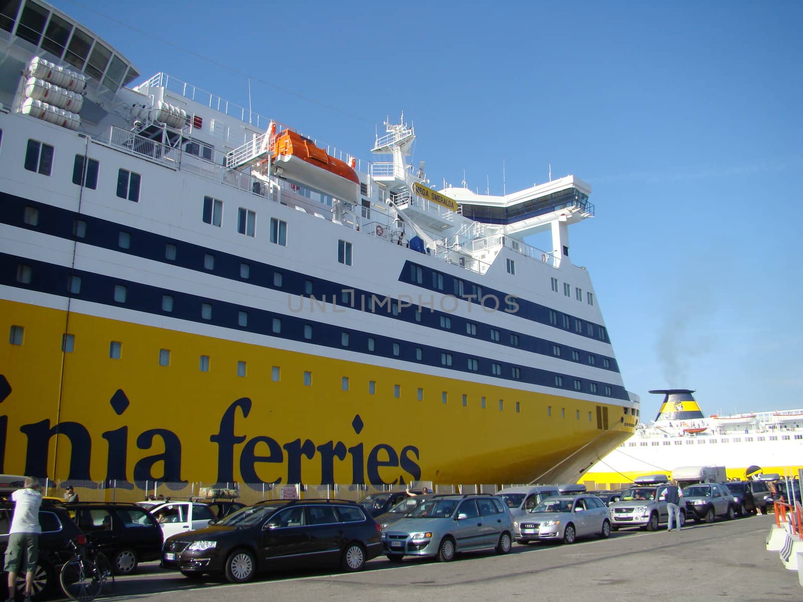 	
queue to ferry in Livorno, Italy.