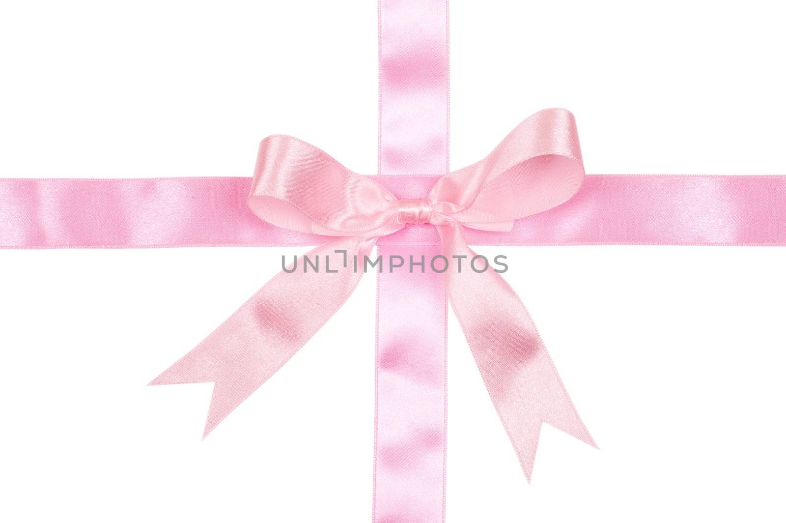 Decoration pink ribbon over white