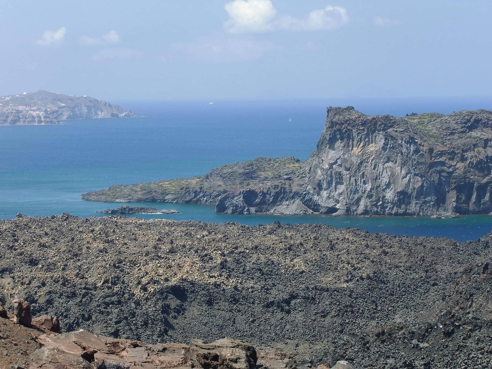Santorini's caldera viewed from the volcano