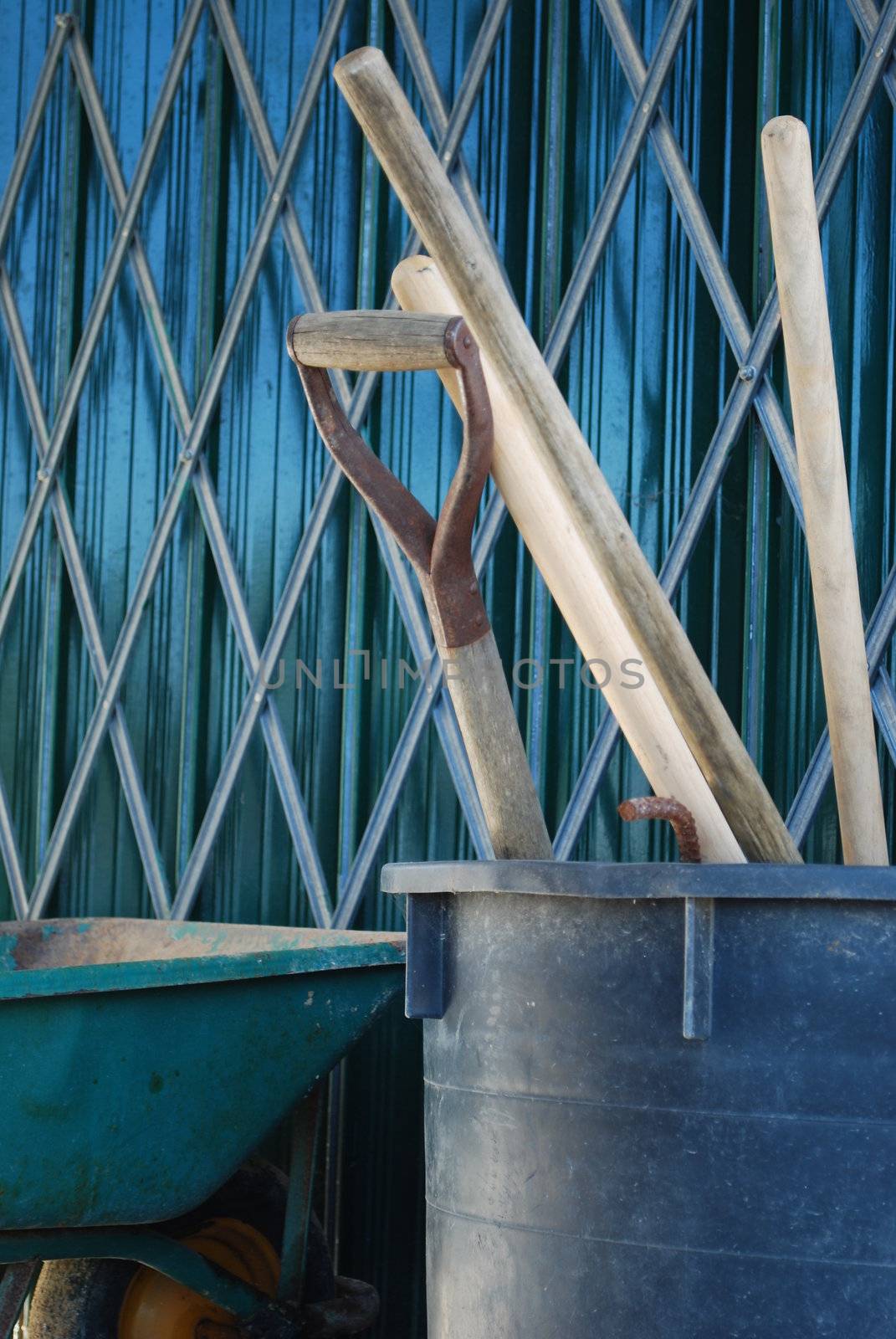 different wooden tools for agriculture work