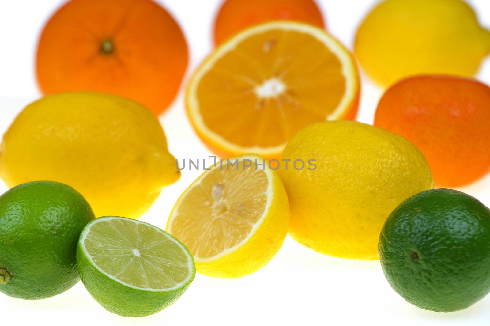 Citrus fruits isolated on white