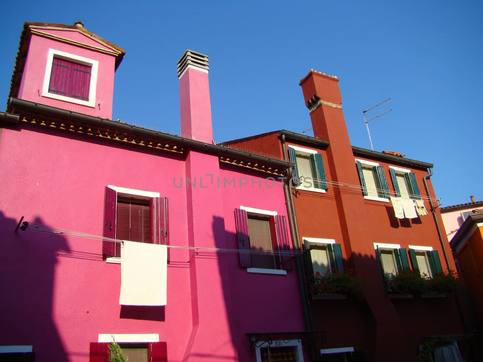 traditional colourful houses on Burano island one of the venetian lagoon. Venice Italy
