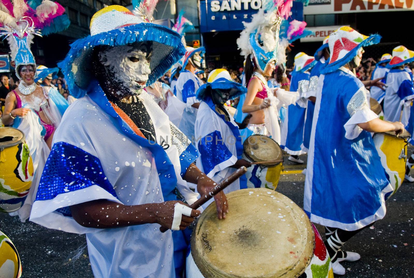 MMONTEVIDEO,URUGUAY-FEBRUARY 1: Candombe drummers are the star of Montevideo annual Carnaval, Candombe is a drum-based musical style of Uruguay. Candombe originated among the African population in Montevideo and is based on Bantu African drumming with some European influence and touches of Tango.