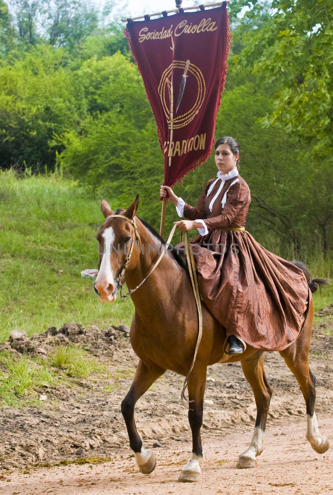 Tacuarembo, MAR. 7: a girl participant in the annual  festival of  "Patria Gaucha" on Mars 7, 2009. The Festival of the Gaucho Culture made in Tacuarembo north Uruguay