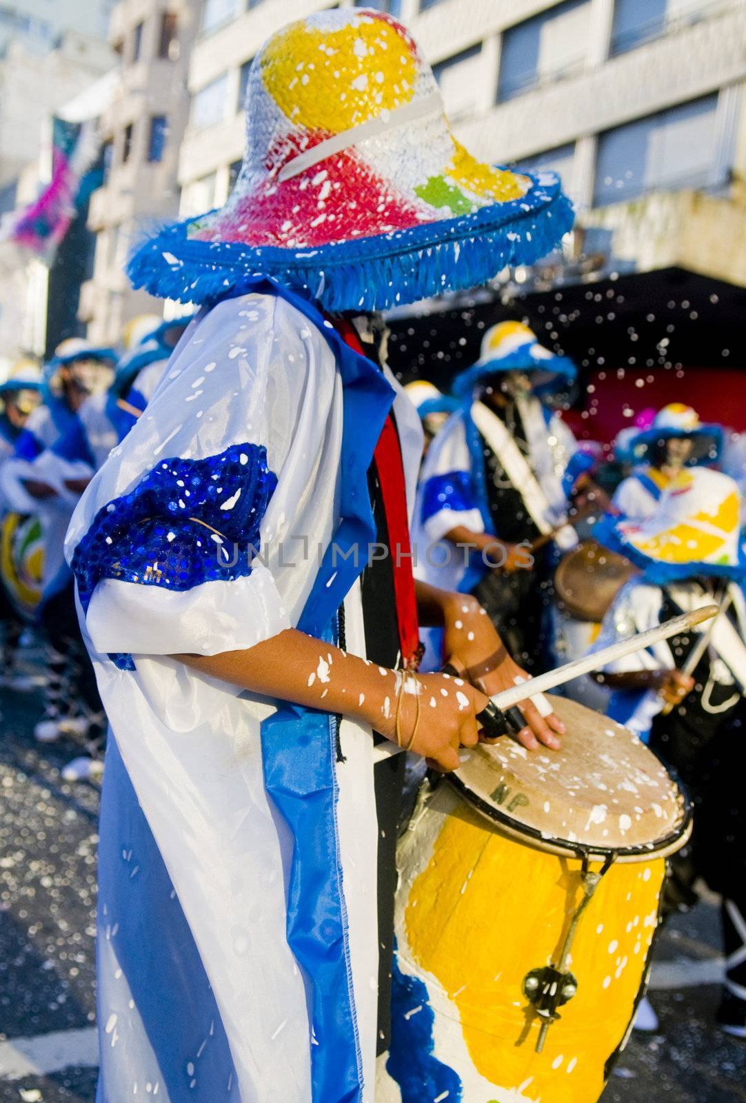 Candombe drummers in Montevideo Uruguay in the time of the carnaval