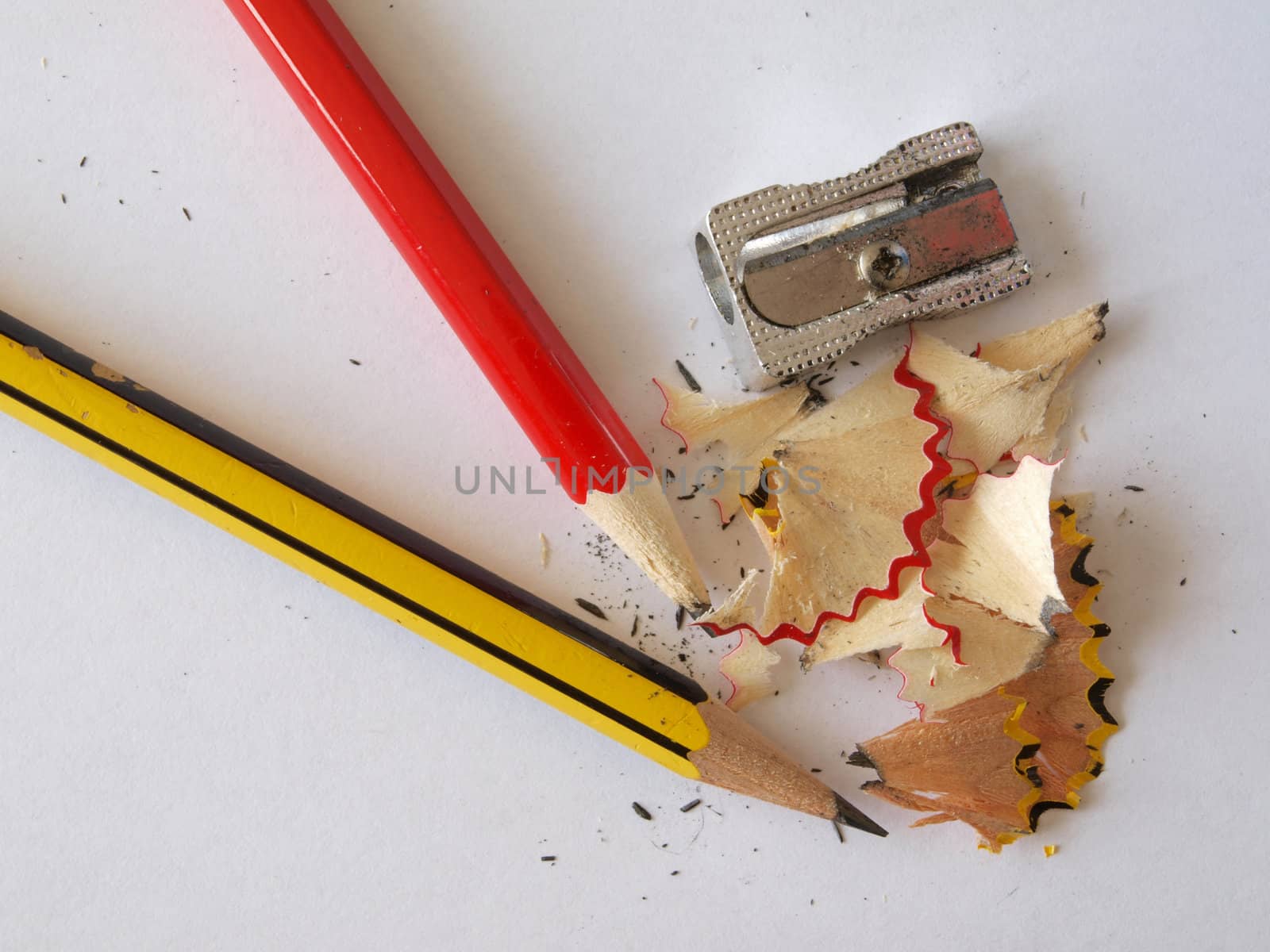 Pencils after sharpening with some new shavings.  