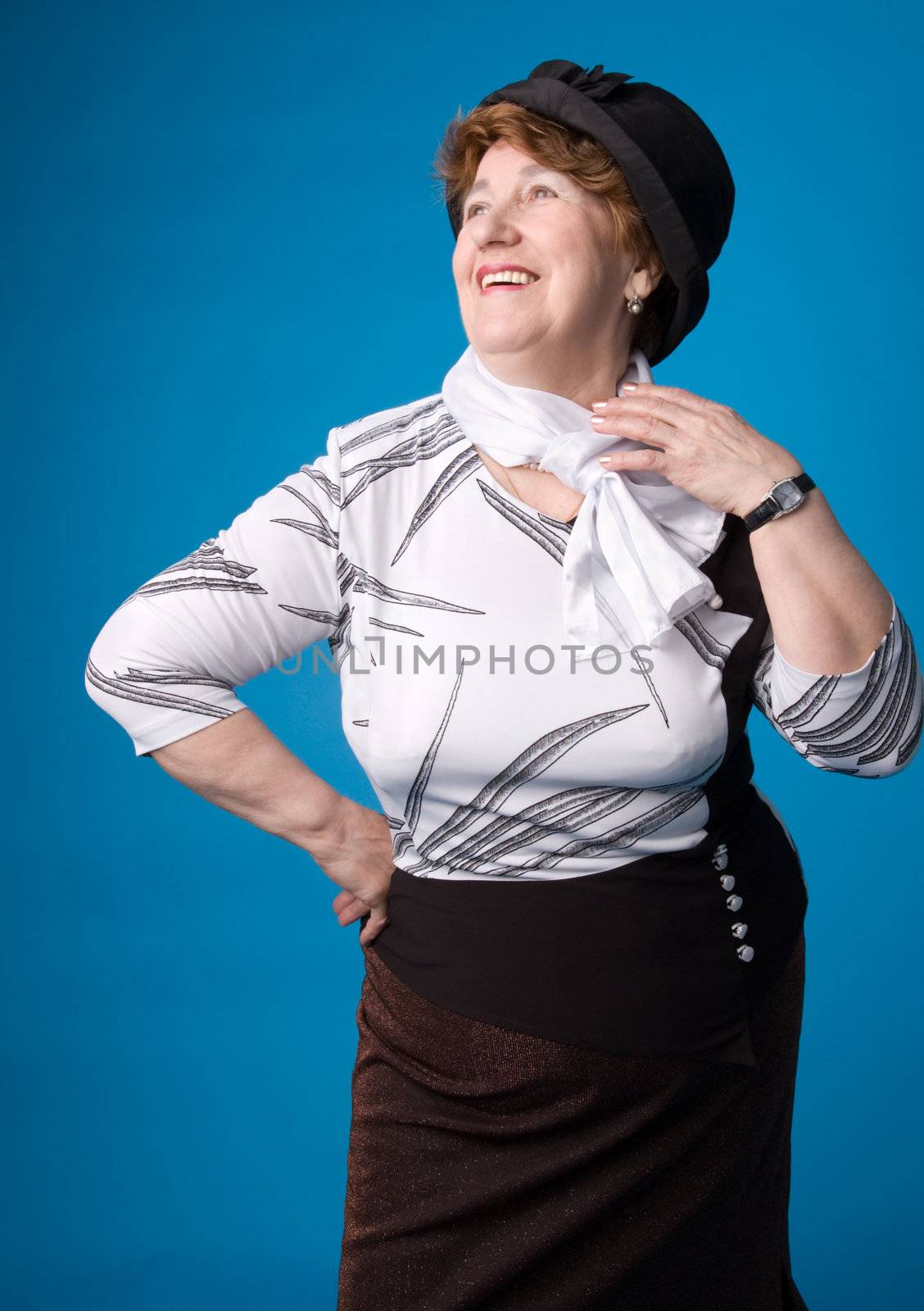 The cheerful elderly woman. by andyphoto