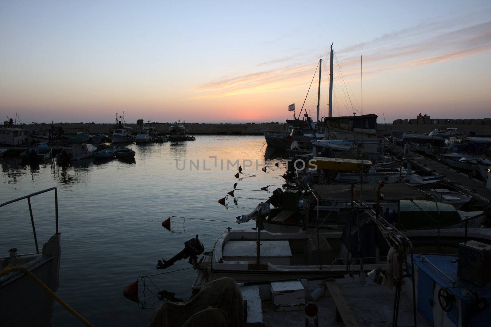 Old port at Jaffa at sunset