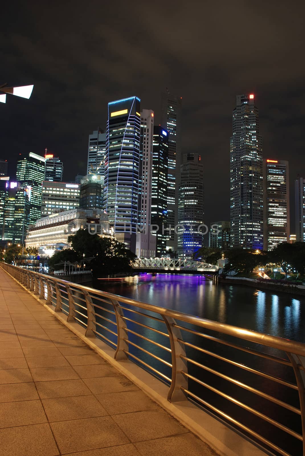 View of Singapore buisiness district in the night