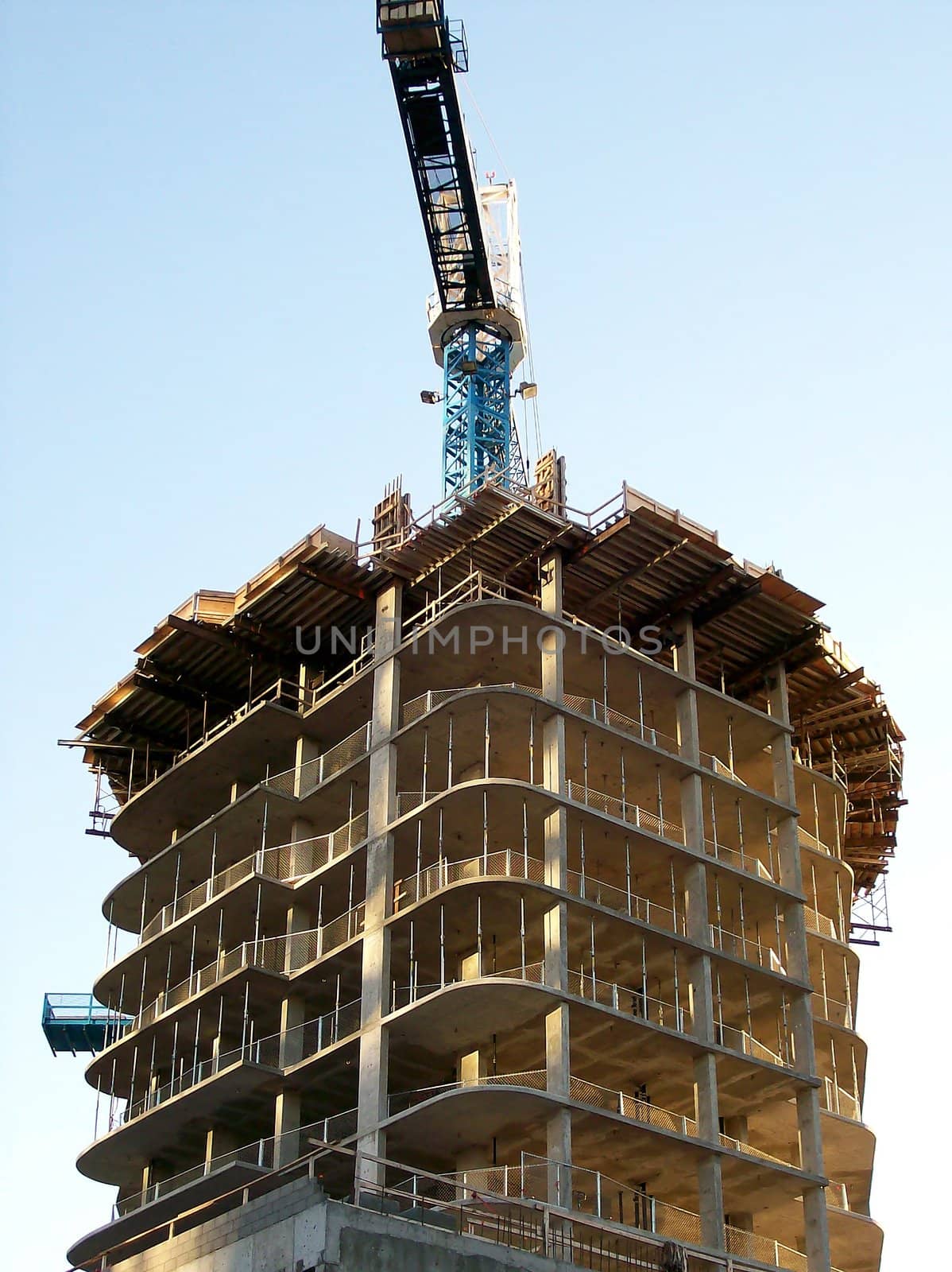 A new condo being constructed during an economic boom.