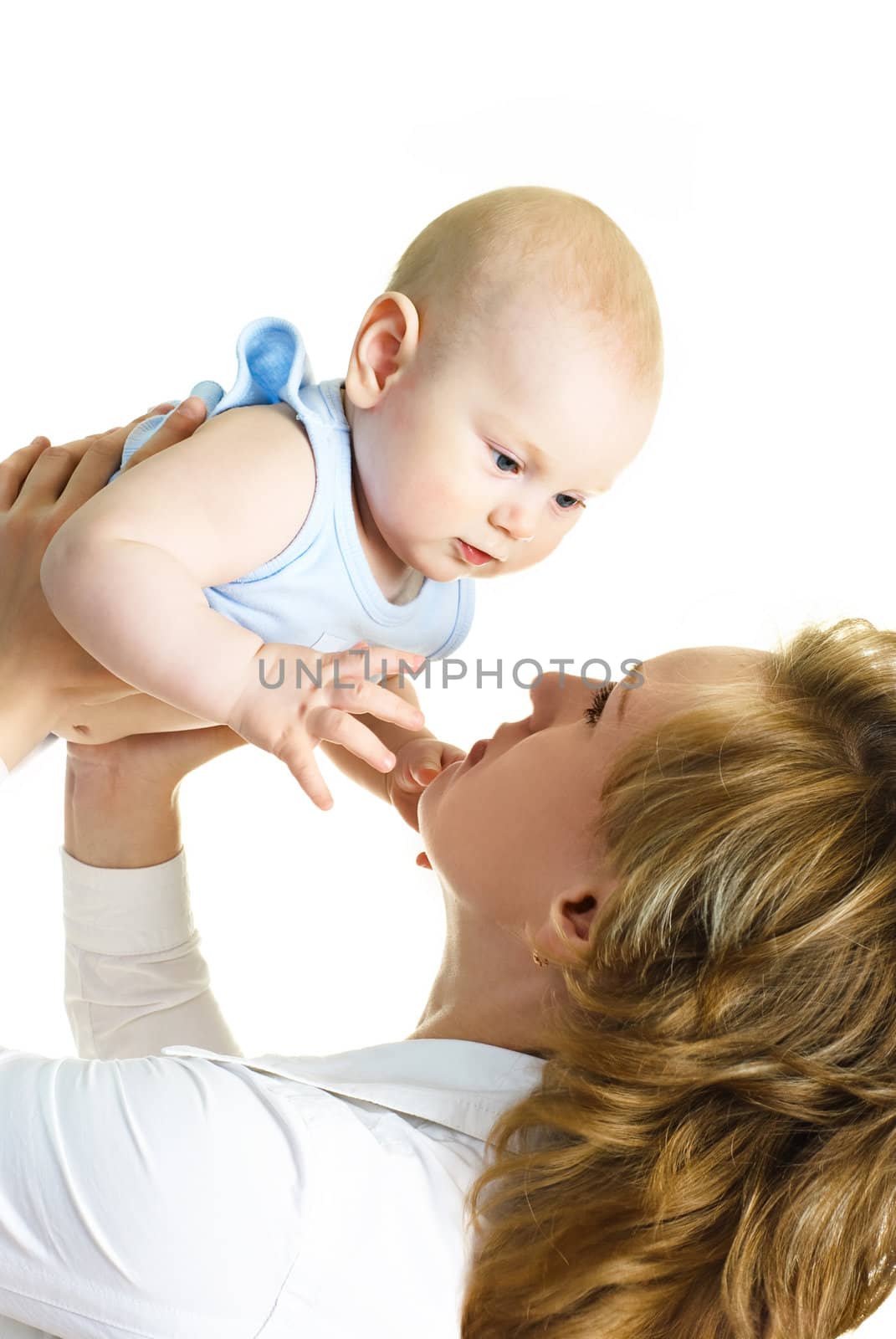 portrait of a happy young mother with her little baby