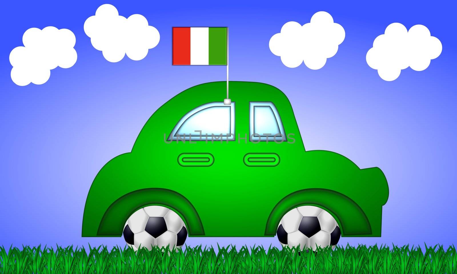 italy fan car with flag by peromarketing