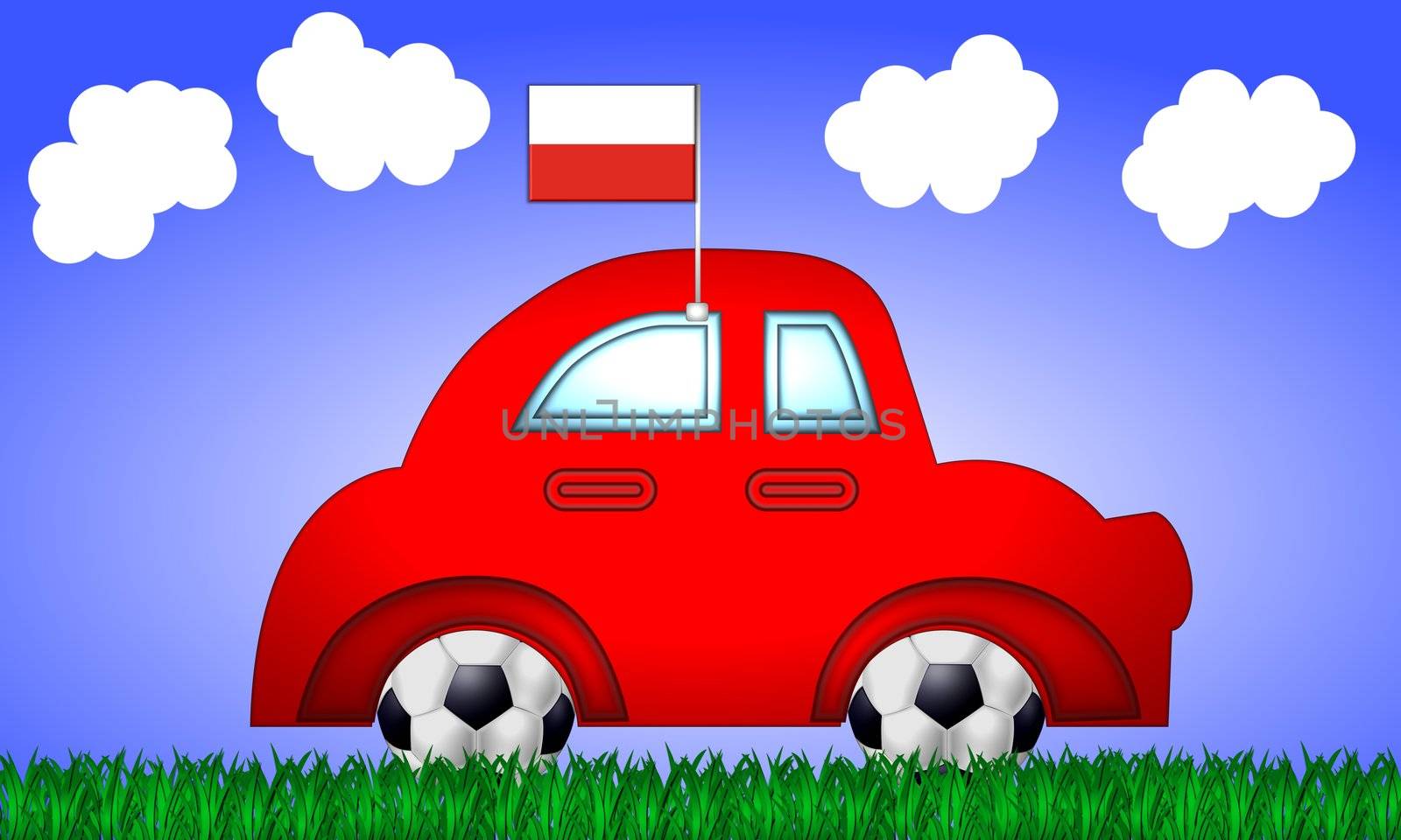 fan car poland with flag by peromarketing
