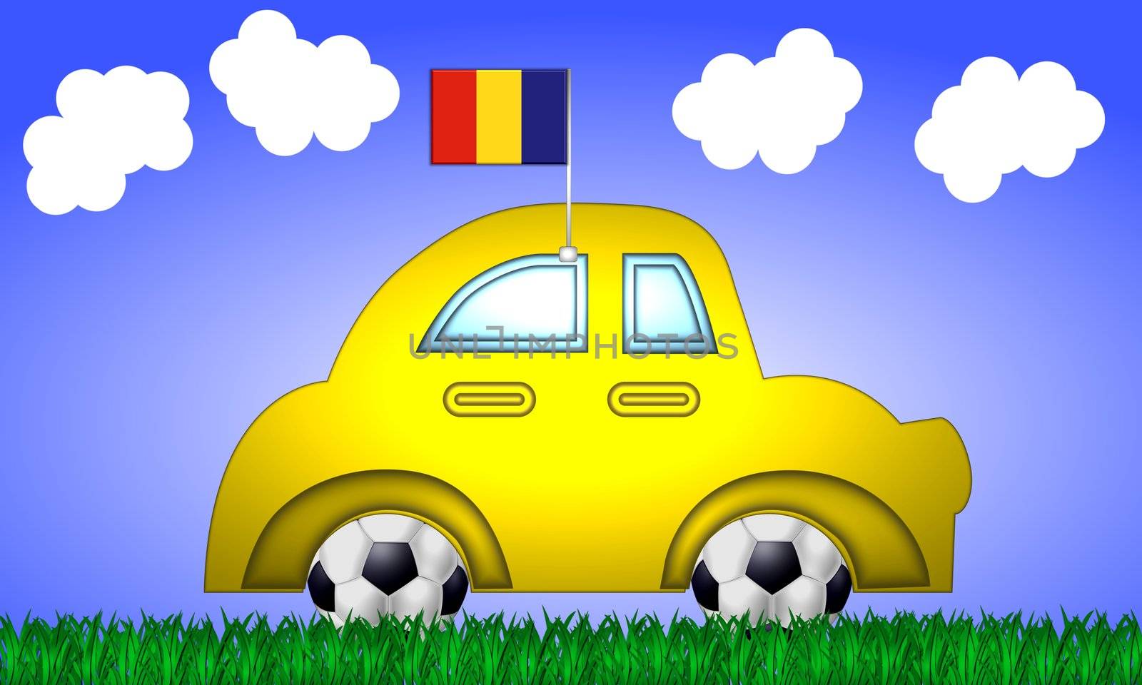 fan car romania with flag