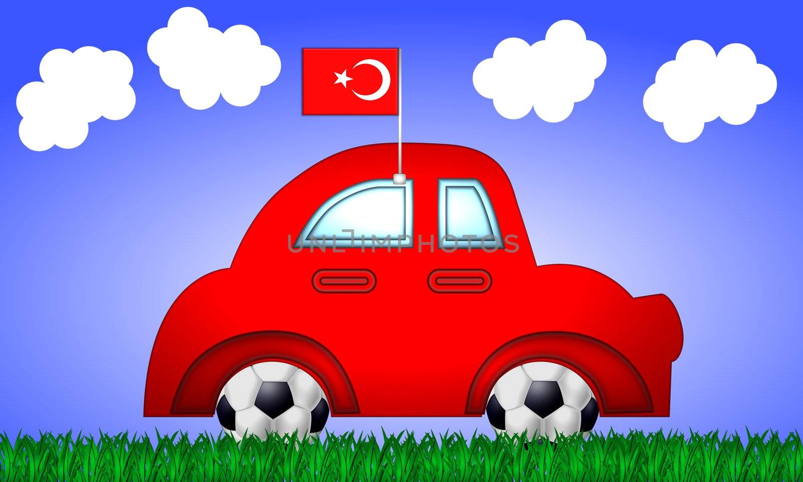 fan car turkey with flag