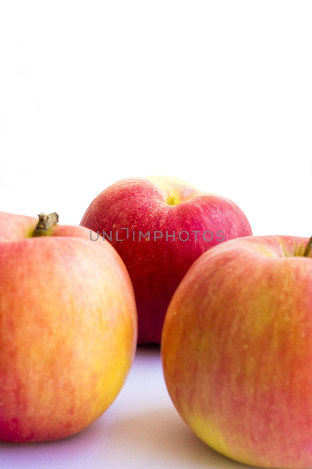 Three red apple's on white background