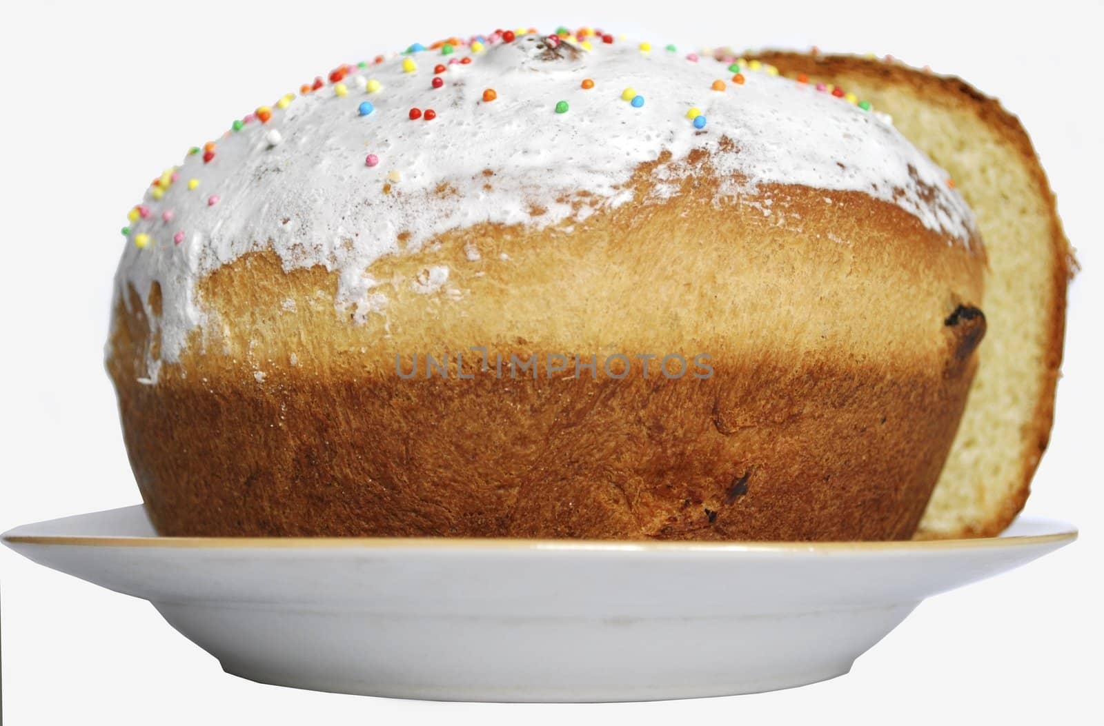 the Easter  cake on the white background