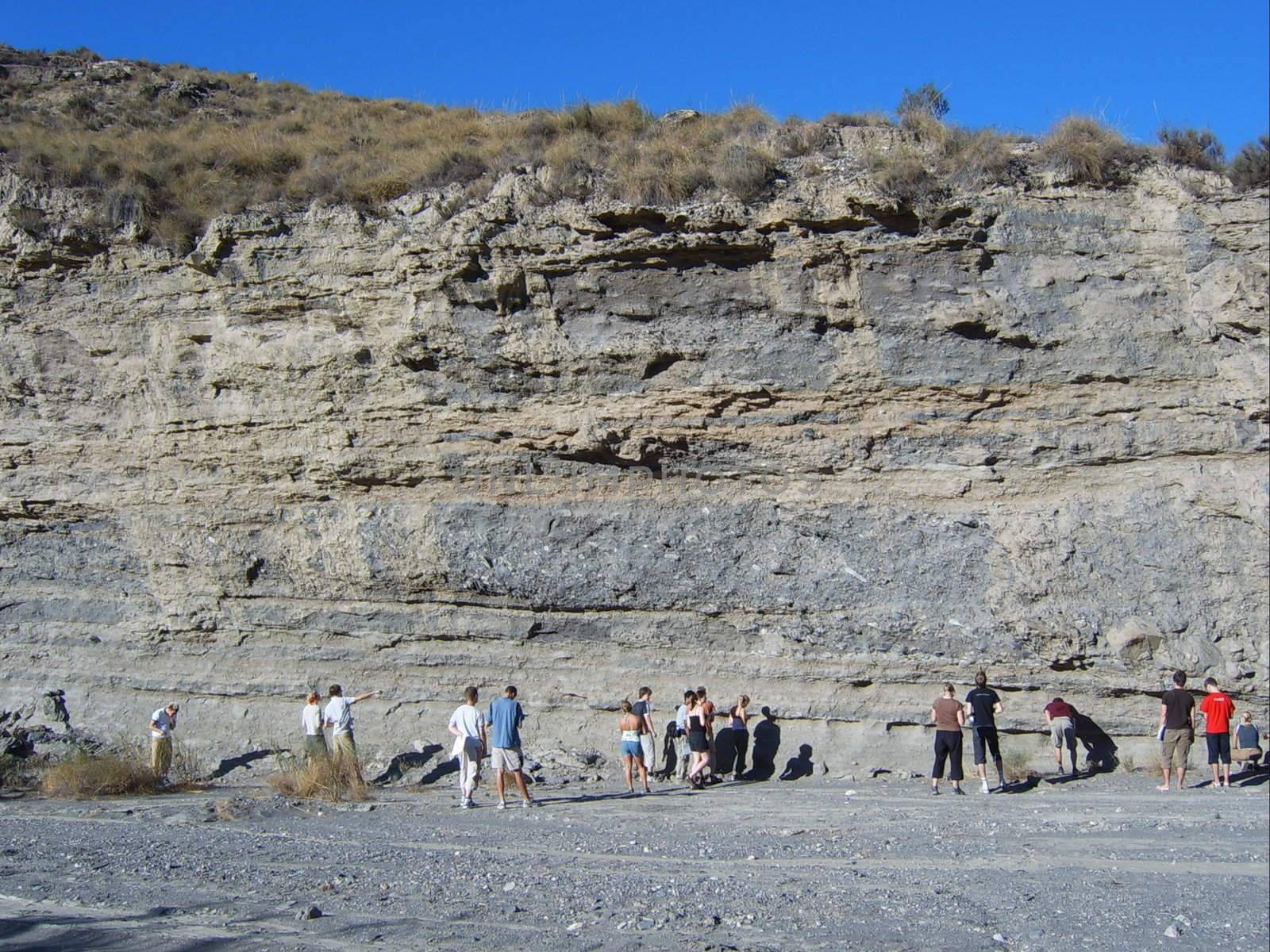 students studying rock