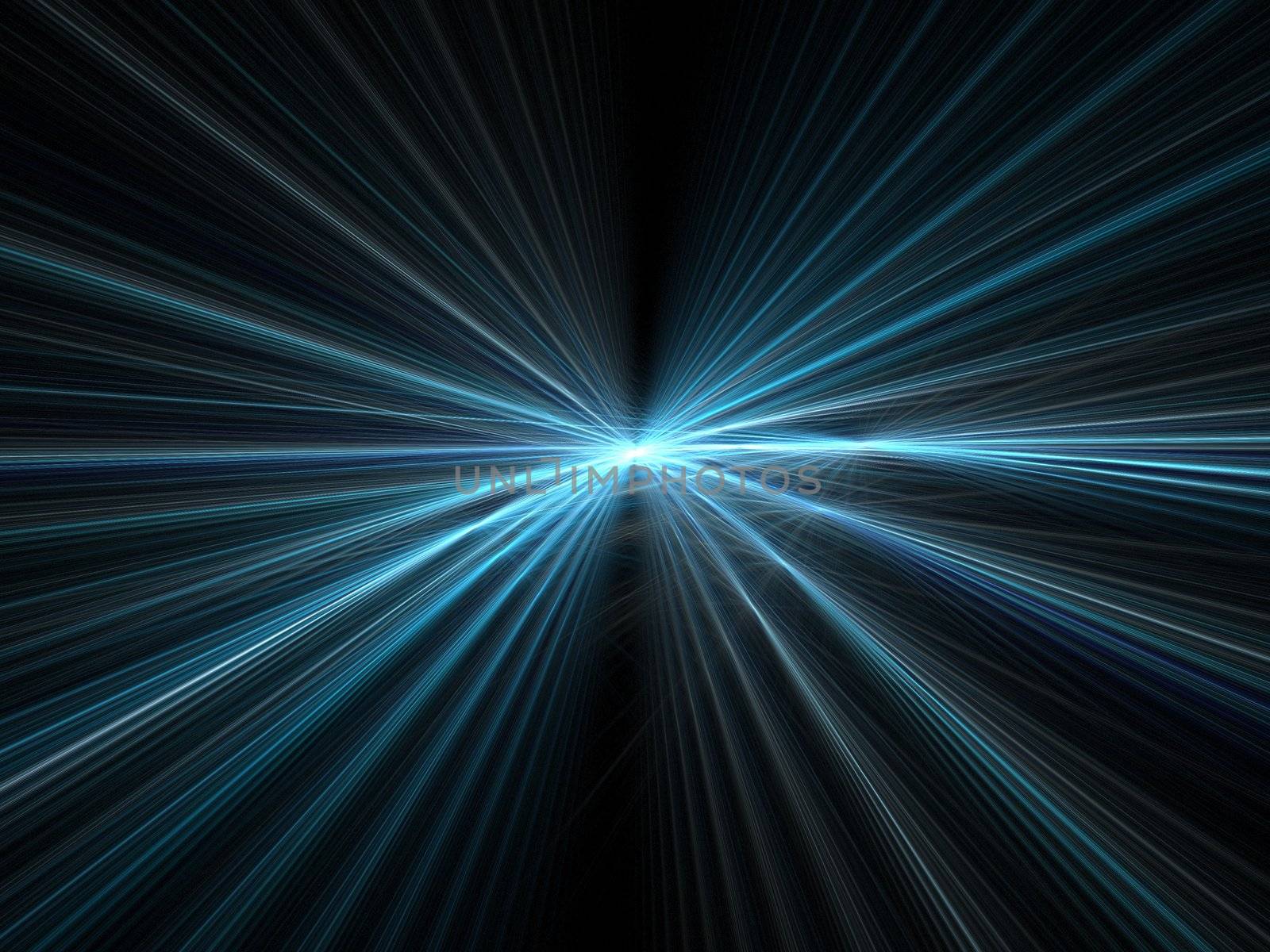 Abstract fractal background. Computer generated graphics. Incredible speed - blue motion light rays.