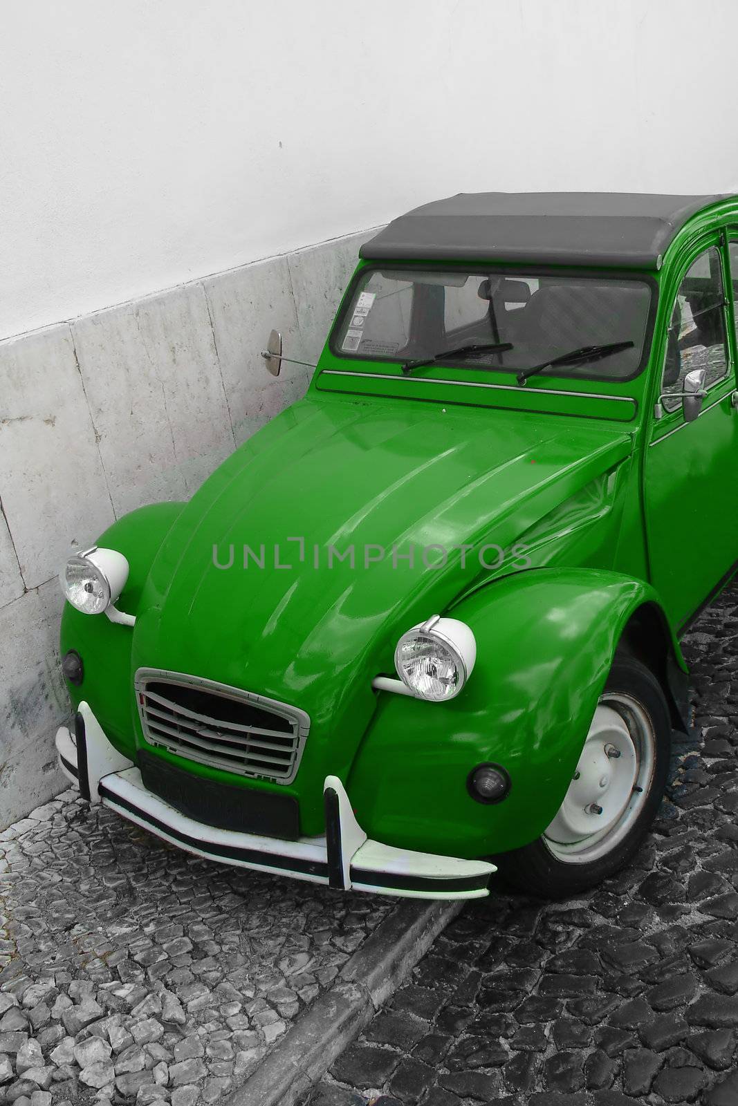 Stylish old car in green                               