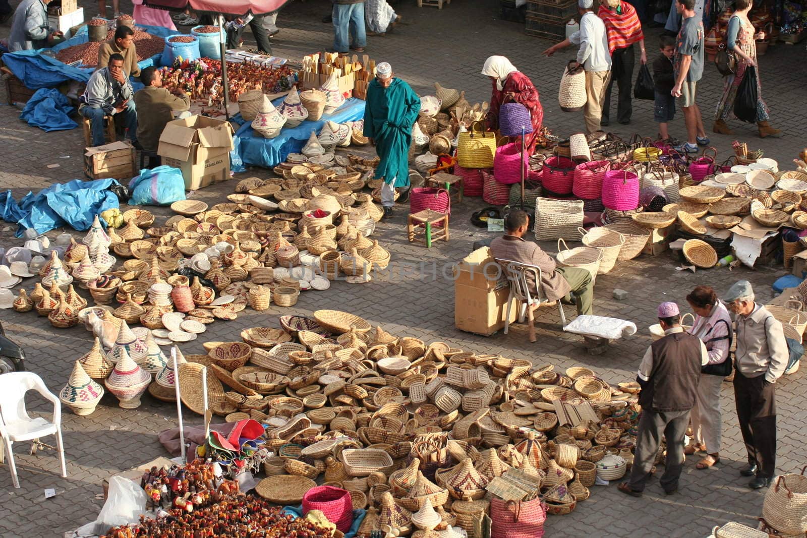 Craftsmanship shop in "Place des Epices" market in Marrakech medina ine the ancient town - Morocco