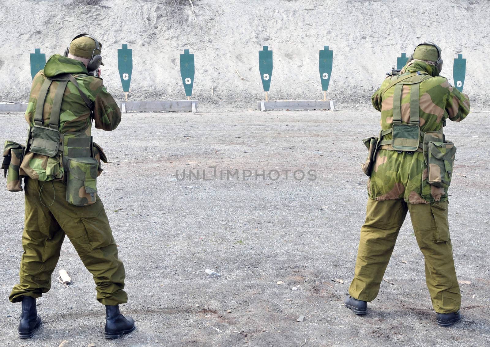 Two soldiers practicing
