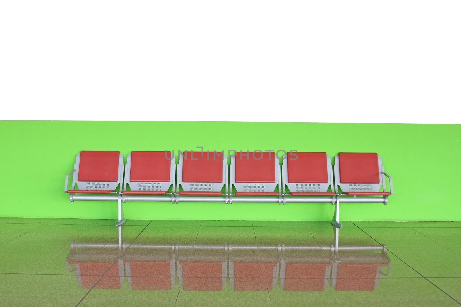 Benches  in the airport waiting for the passenger   